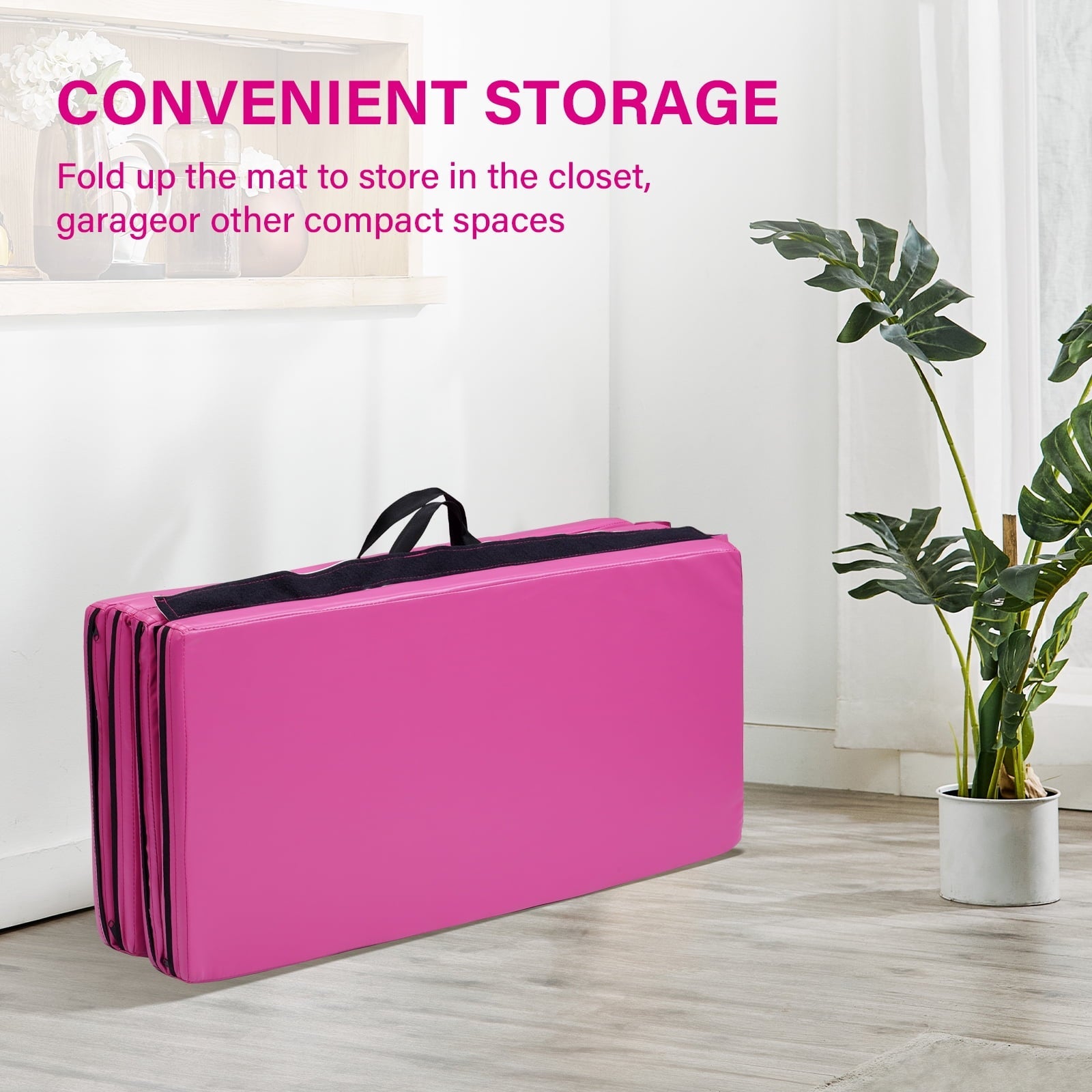 Ainfox 3'x6'x2’ Folding Exercise Mats, Gymnastics Tumbling Mats, Aerobics Stretching Yoga Mat, Pink and Purple