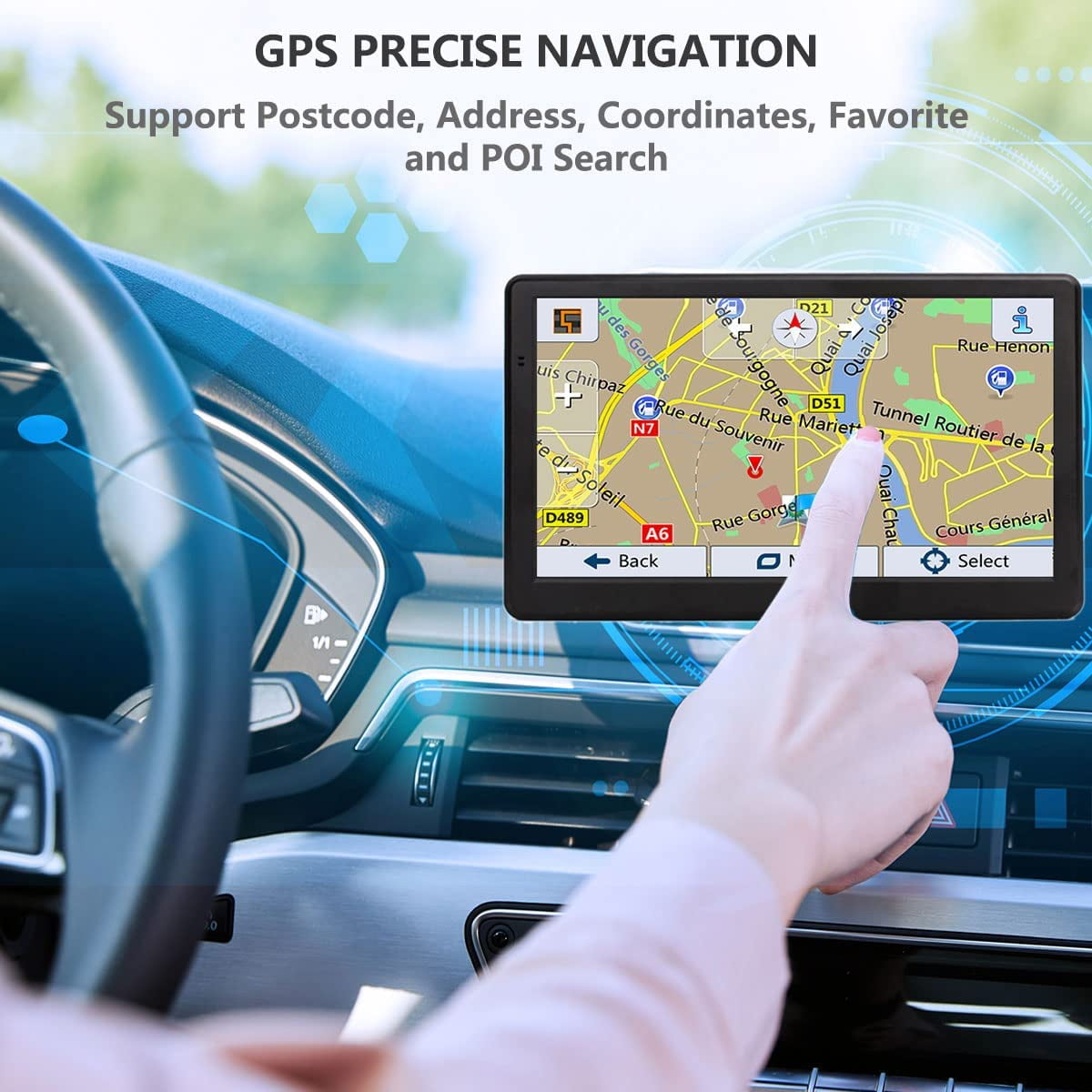 GPS Navigation for Car Truck GPS,7 Inch Touchscreen Car GPS Navigator 8GB 256M with Voice Guidance Spoken Turn Direction Reminding GPS for Car,Lifetime Free Map Update