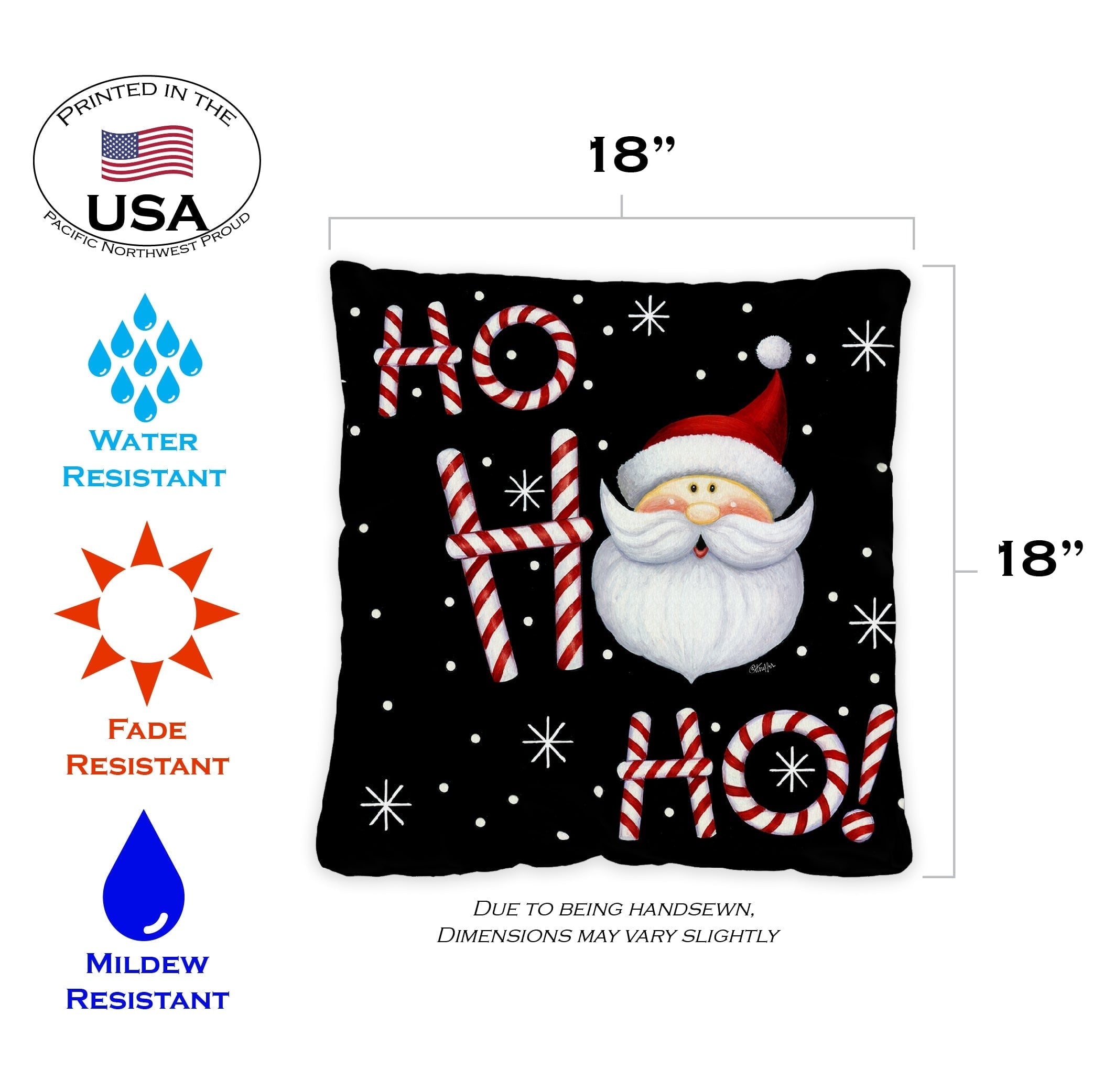 Toland Home Garden Set of 2 Ho Ho Ho Santa Winter Pillow Covers 18x18 Inch Christmas Throw Pillows