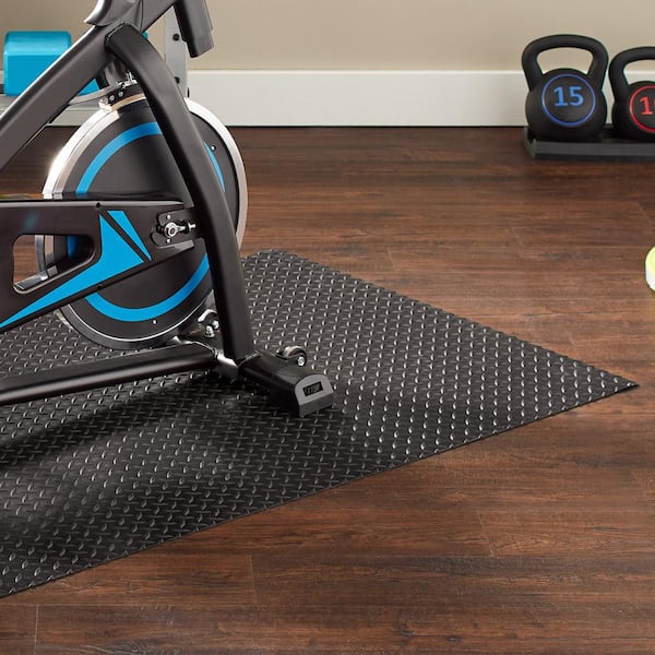 Black 3 ft. W x 6 ft. L Diamond Vinyl Fitness Equipment and Utility Mat (18 sq. ft.)