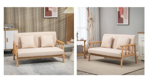 HOMCOM 48" Loveseat Sofa Modern Love Seats Furniture for Bedroom Beige