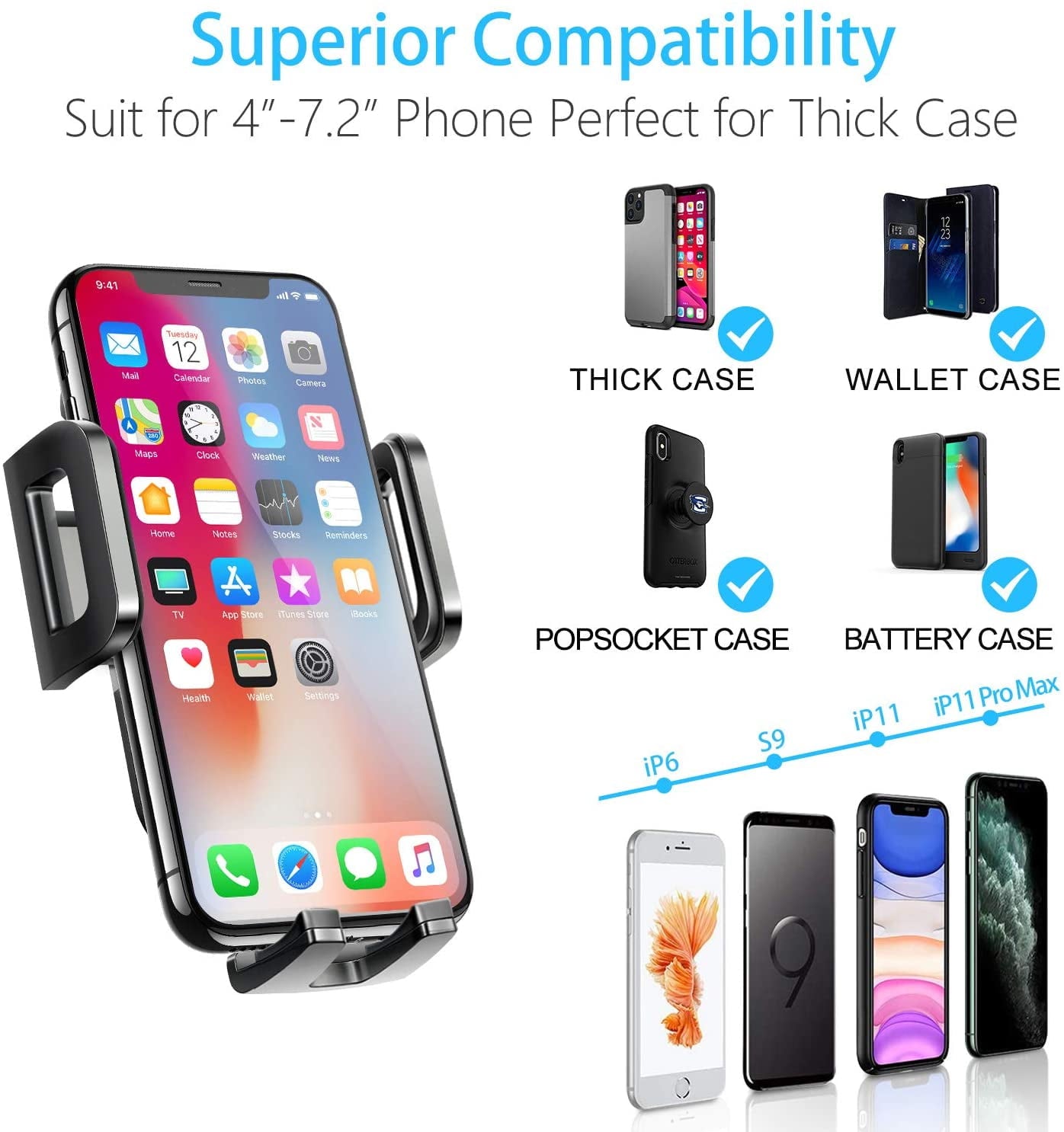 Car Cup Holder Phone Mount Cell Phone Holder Universal Adjustable Cup Holder Cradle Car Mount with Flexible Long Neck for iPhone 12 Pro/XR/XS Max/X/8/7 Plus/Samsung S10+/Note 9/S8 Plus/S7 Edg