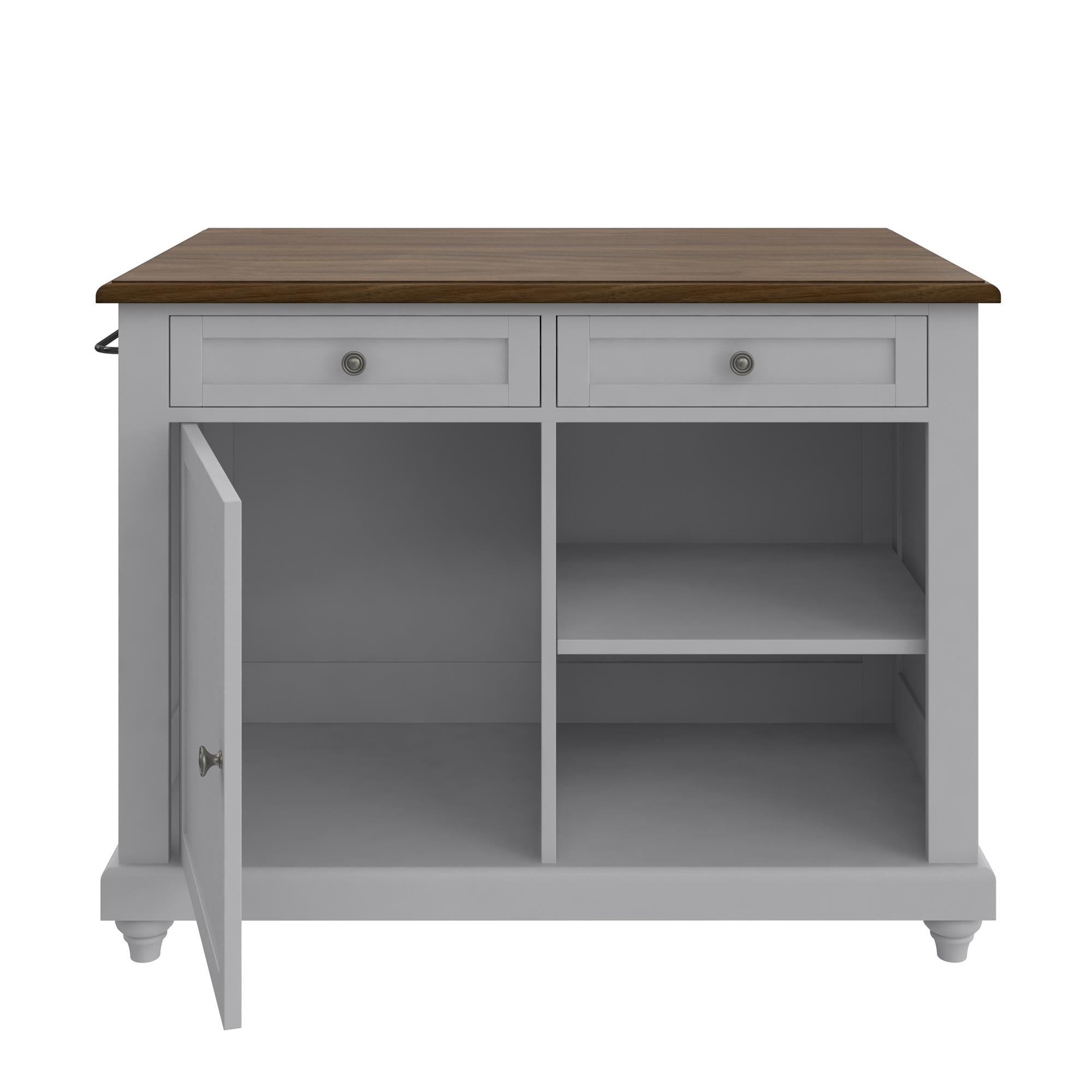 Kelsey Kitchen Island with 2 Stools and Drawers, Gray