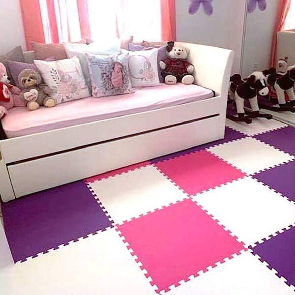 Premium White 24 in. W x 24 in. L Foam Kids and Gym Interlocking Tiles (58.1 sq. ft.) (15-Pack)