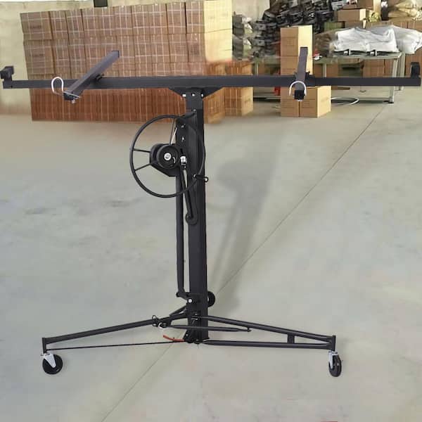 16 ft. Black Drywall Panel Hoist Drywall Lift Rolling Panel Hoist Jack Lifter
