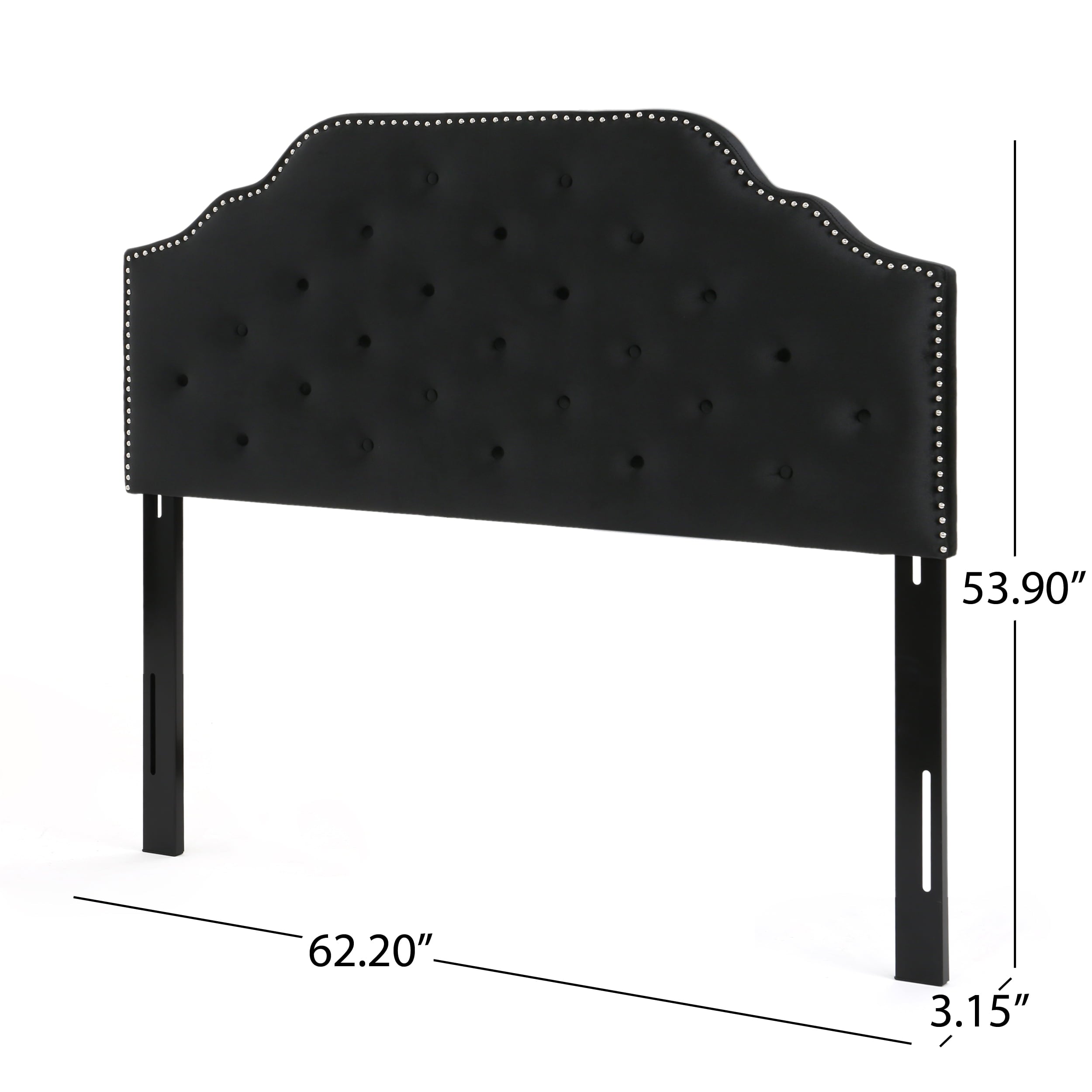 Noble House Miller Velvet Queen/Full Headboard, Black
