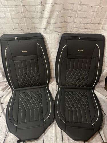 Aierxuan Faux Leather Full Set Seat Covers blk/white Chevy, GMC Sierra - '07-'23