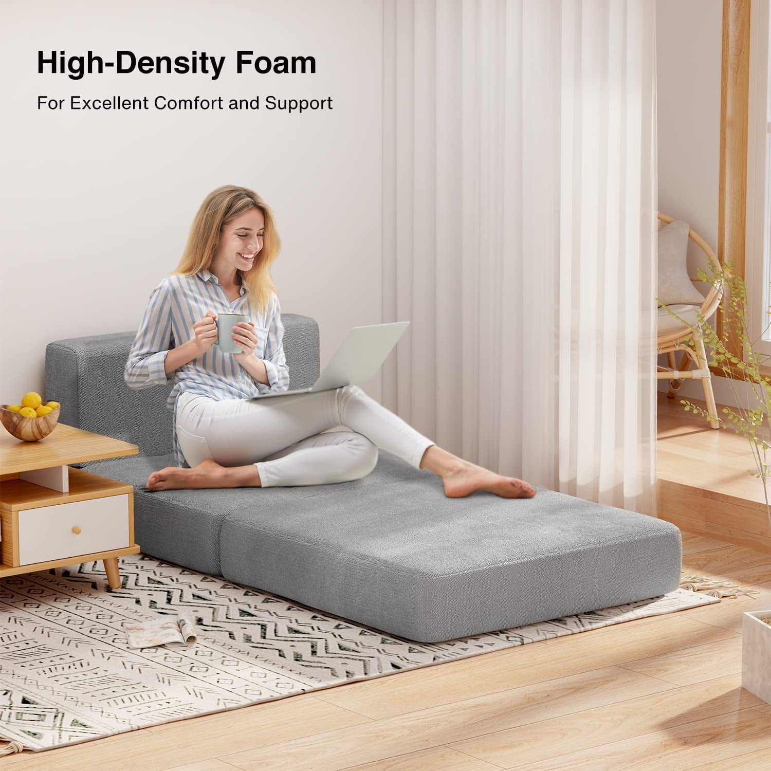 Lofka Chair Bed, Sleeper Sofa Bed with Removable Cover Light Gray