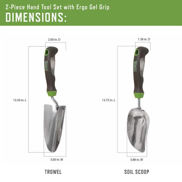 2-Piece Garden Tool Set - Hand Trowel and Hand Scoop