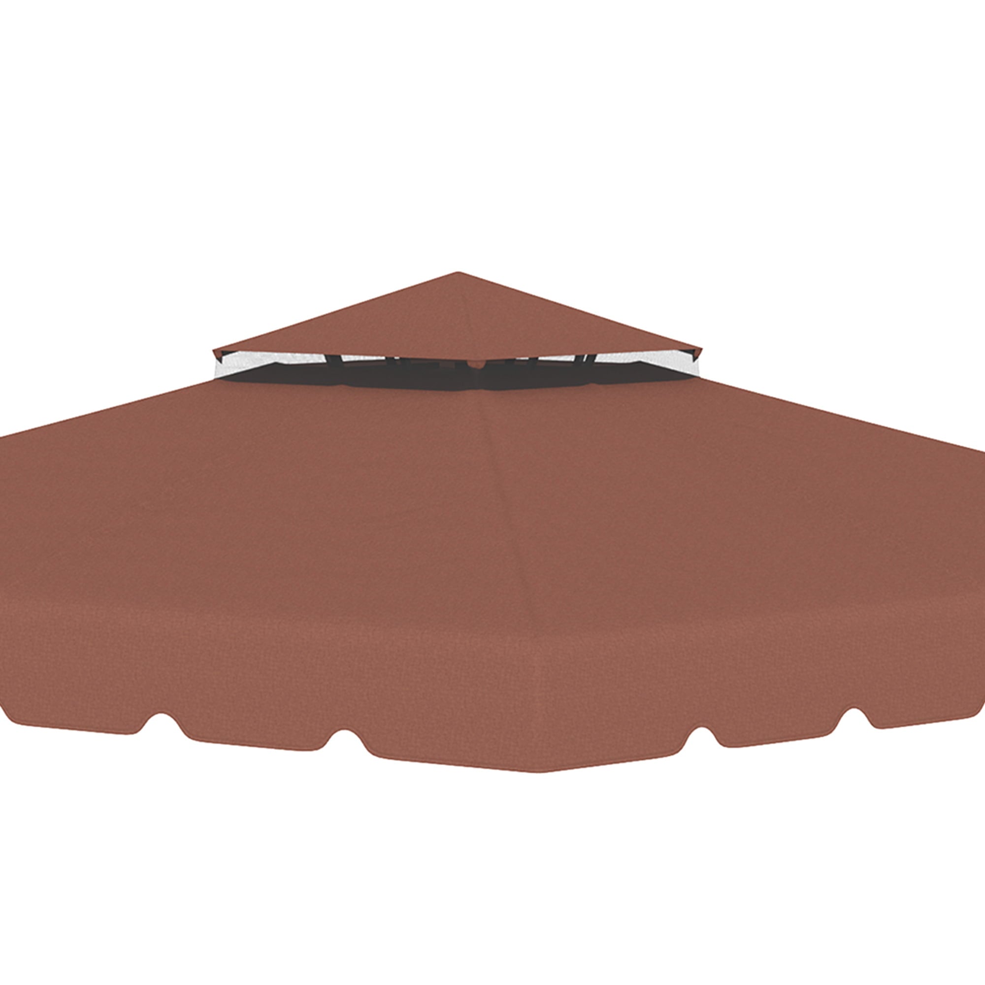 Outsunny 9.8'x9.8' Double Roof Gazebo Replacement Canopy Top Cover, Coffee