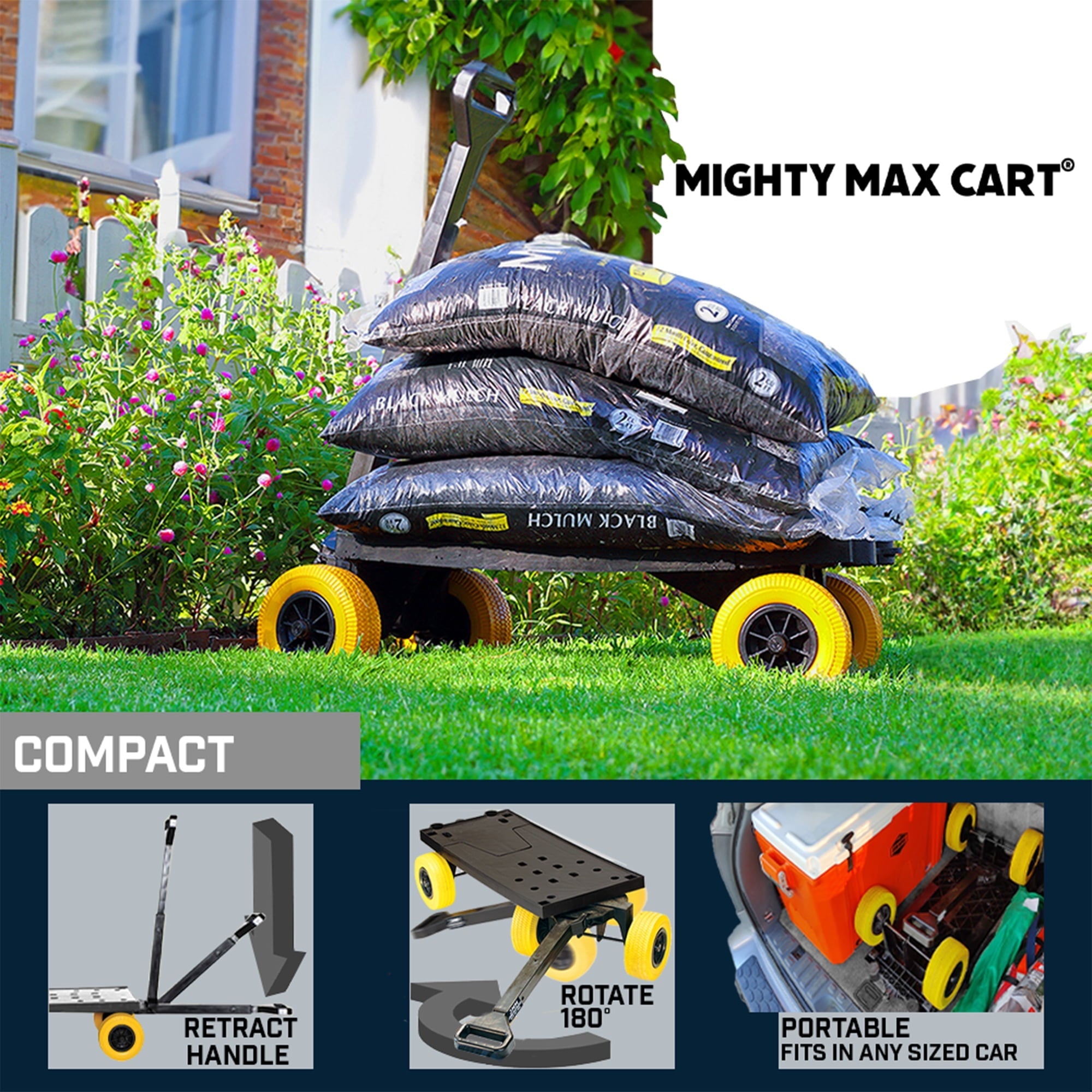 Mighty Max Cart Cooler Caddy & Fishing Cart-Yellow