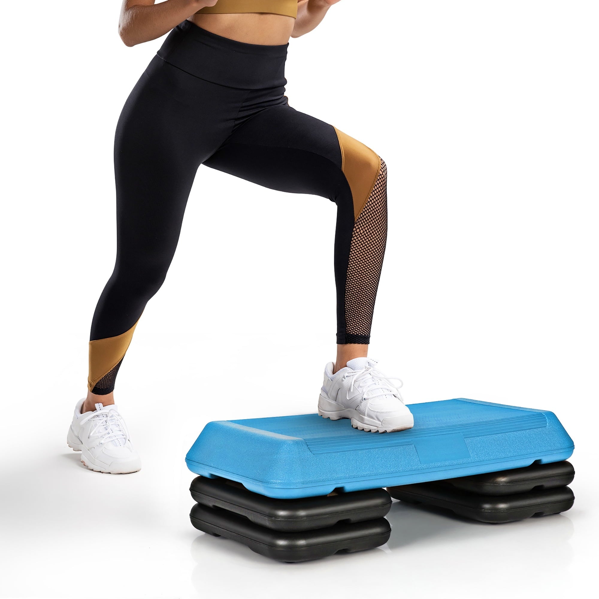 Costway 29'' Adjustable Workout Fitness Aerobic Stepper Exercise Platform W/Riser 4'' -6'' -8 Blue