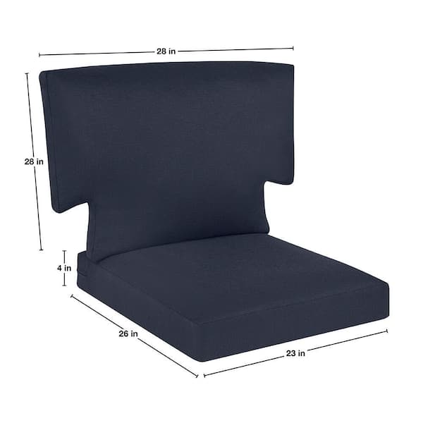 Charlottetown 23 in. x 26 in. CushionGuard Outdoor Deep Seat Replacement Cushion Set in Midnight