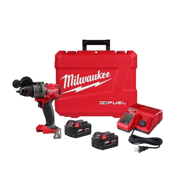 M18 FUEL 18V Lithium-Ion Brushless Cordless 1/2 in. Hammer Drill Driver Kit with Two 5.0 Ah Batteries and Hard Case