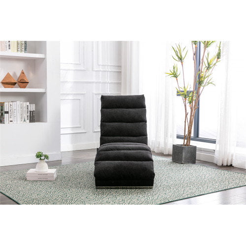 Massage Chaise Lounge, Linen Chaise Lounge Indoor Chair, Ergonomic Indoor Chair, Modern Long Lounger for Office, Living Room, Bedrooom, Black