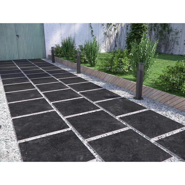 24 in. x 24 in. Square Vulkon Nero Matte Porcelain Paver Floor Tile (2-Pieces/8 sq. ft./Case)