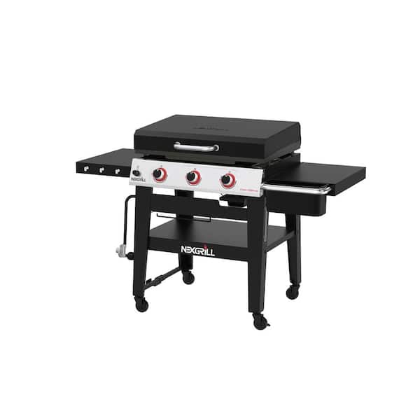Daytona 3-Burner 30 in. Propane Gas Griddle in Black with Lid