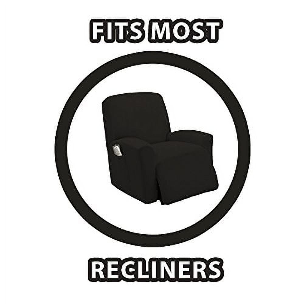 One piece Stretch Recliner Chair Furniture Slipcovers with Remote Pocket Fit most Recliner Chairs (Black)