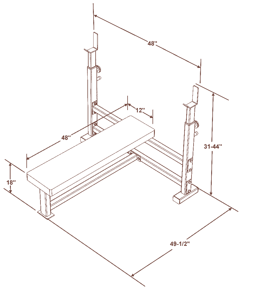 Flat Bench Press with Maximum Capacity of 750 lbs (DF1700) by Deltech Fitness