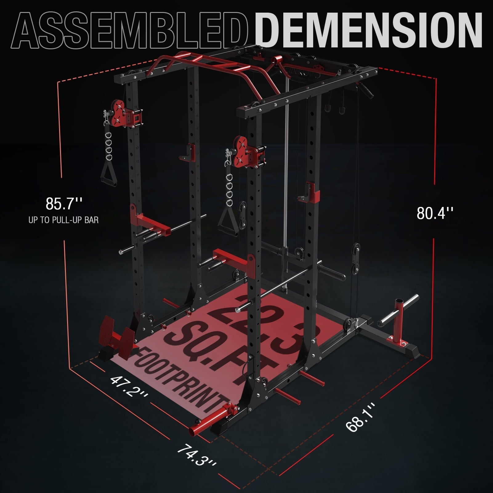 Mikolo Power Rack Cage, 1500LBS Weight Cage with 800LB Capacity Adjustable Weight Bench and 1500LBS Capacity Barbell Combo