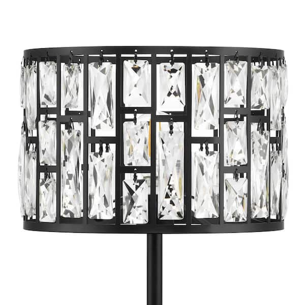 Kristella 24 in. Black Table Lamp with Chrystal Shade