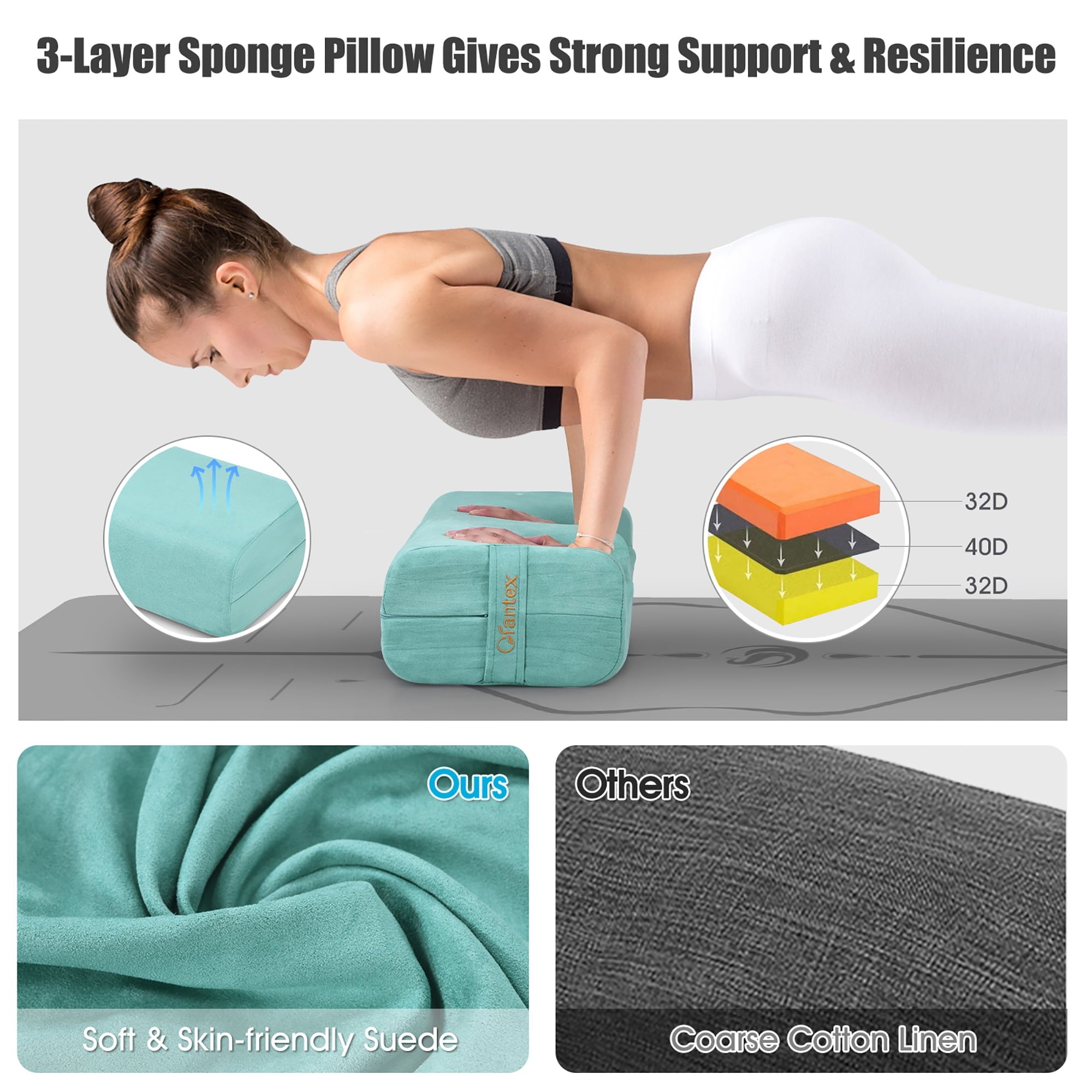 Costway Yoga Bolster Pillow Meditation Pillow w/Washable Cover & Carry Handle Green