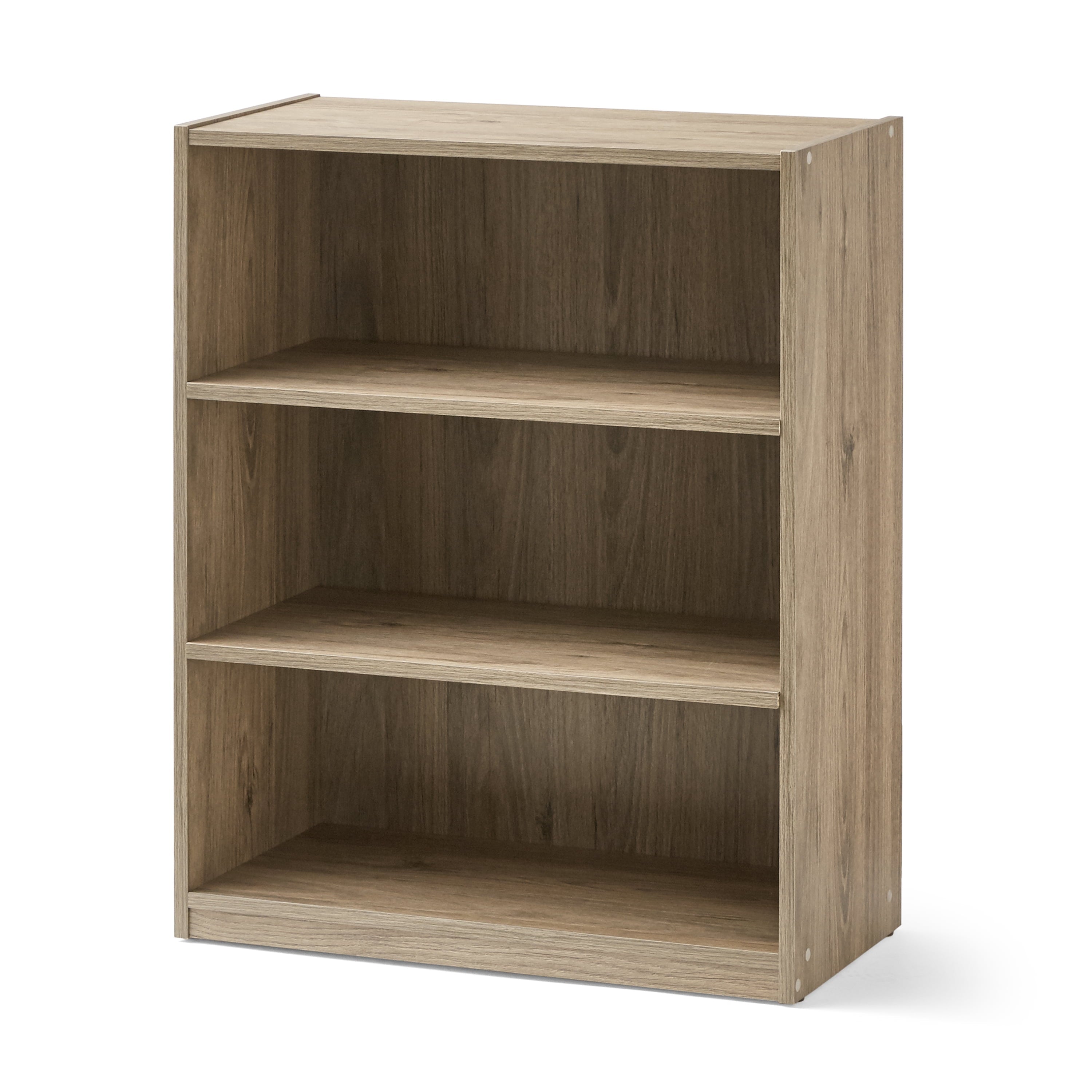 Mainstays 3-Shelf Bookcase with Adjustable Shelves, Rustic Oak