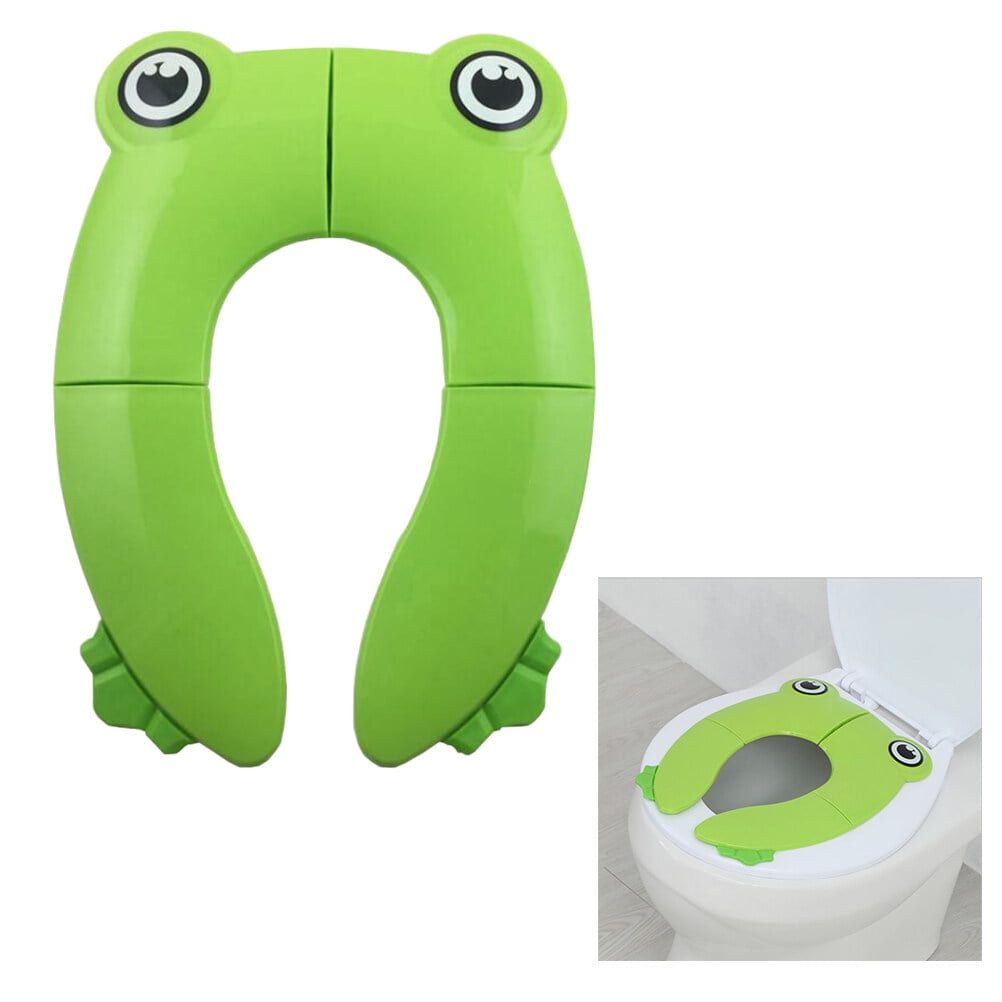 Baby toilet seat cover Foldable Potty Training Seat Baby Travel Toilet Seat Covers Liners with Carry Bag Upgrade Non Design Shaped(Green)