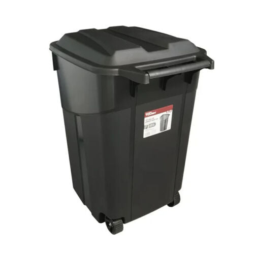 Hyper Tough 45 Gallon Wheeled Heavy Duty Plastic Garbage Can,Attached Lid,Black