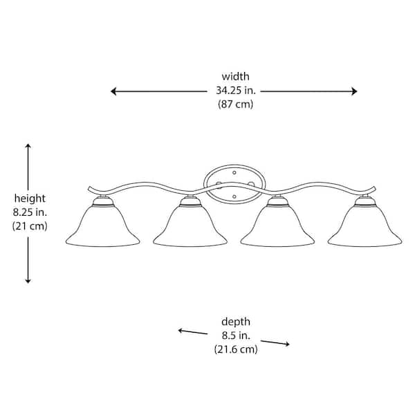 Andenne 34.3 in. 4-Light Transitional Brushed Nickel Bathroom Vanity Light Fixture with Marbleized Glass Shades