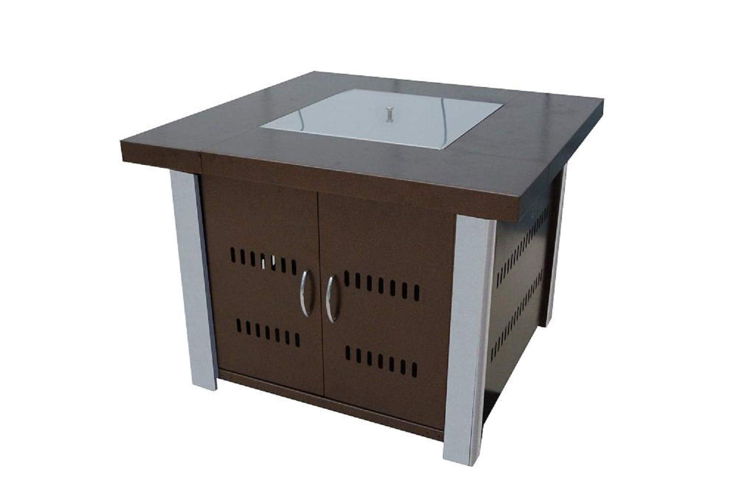 AZ Patio Heaters Propane Fire Pit Hammered Bronze and Stainless Steel Finish