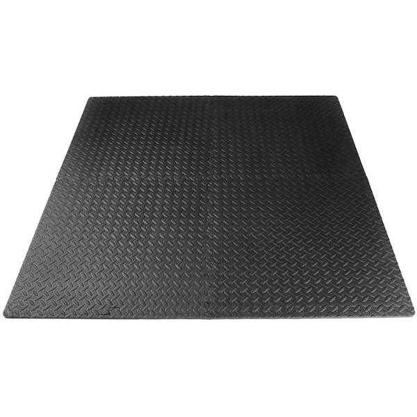 Exercise Puzzle Mat Black 24 in. x 24 in. x 0.5 in. EVA Foam Interlocking Anti-Fatigue Exercise Tile Mat (6-Pack)