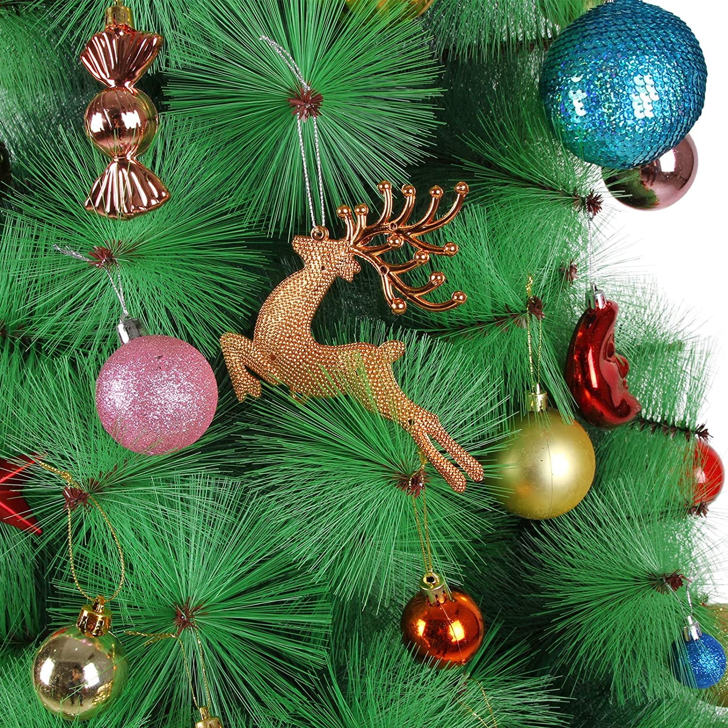 Seenda Christmas Balls Ornaments 60 70Pack Xmas Tree Theme Assorted Shatterproof Ball Ornament Set Decorations Festive Party Pendant Decoration Color