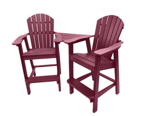 Phat Tommy Tall Adirondack Chairs Set of 2, Poly Outdoor Bar Stools with Table
