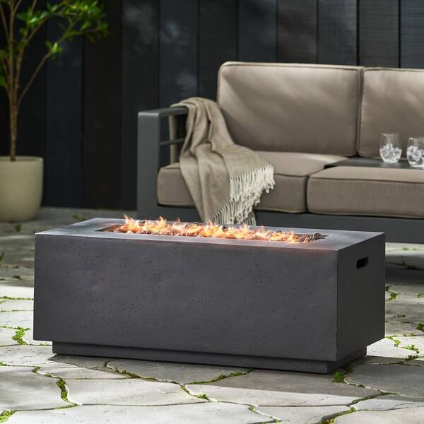 Mayfair Dark Gray Rectangular Stone Fire Pit (No Tank Holder)