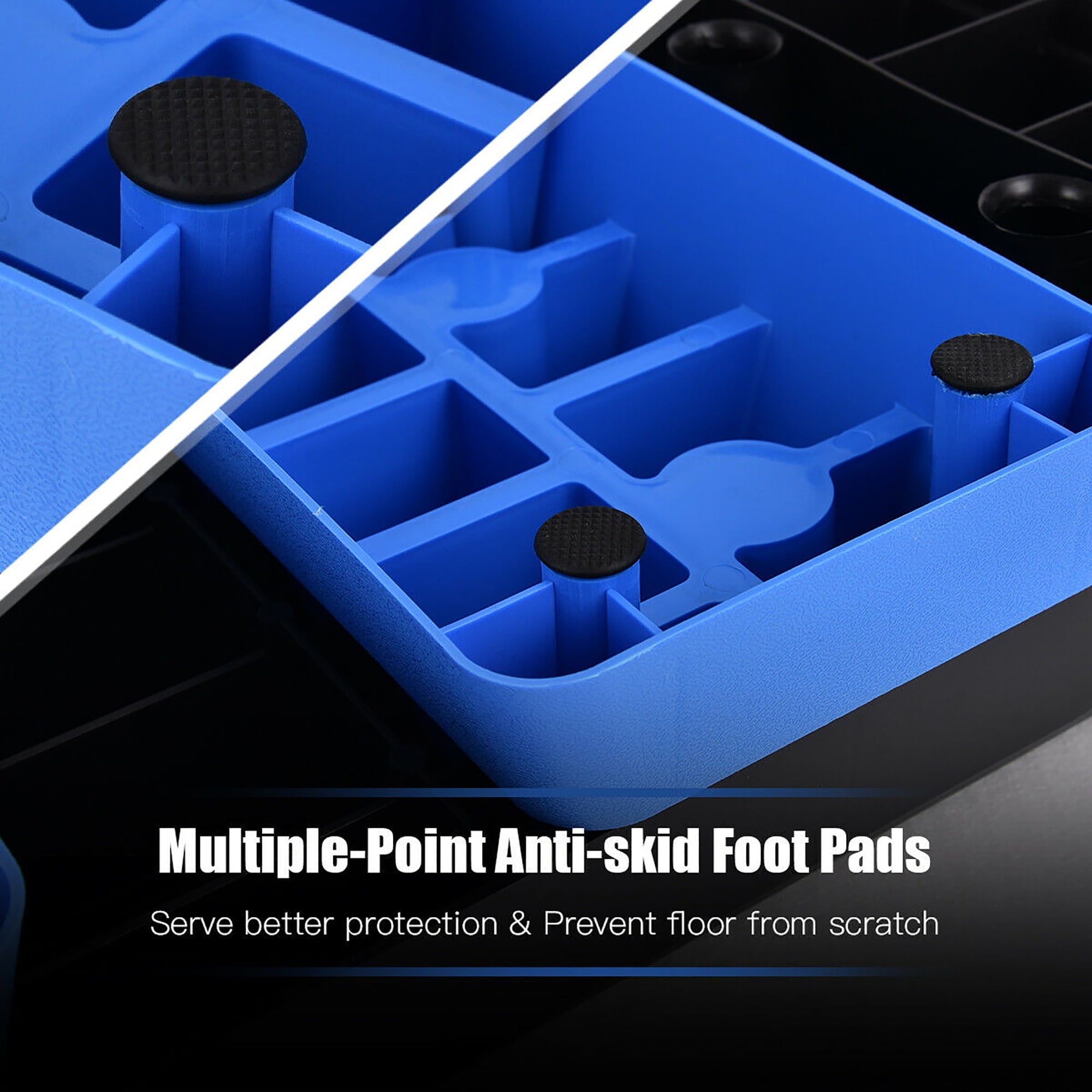 Goplus Aerobic Exercise Stepper Trainer W/Riser Adjustable Height 5''- 7''- 9'' Blue