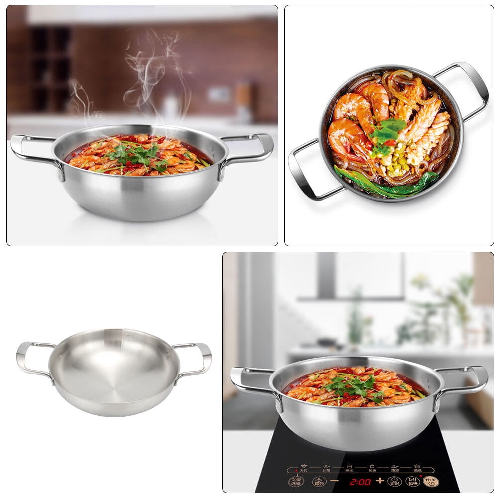 Homemaxs 1Pc Household Ramen Pot Binaural Stainless Pan Kitchen Noodle Stockpot (Silver)