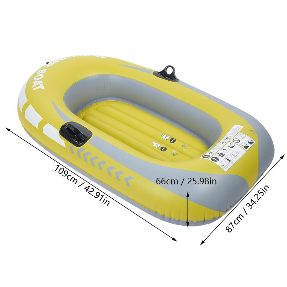 EECOO Inflatable Fishing Boat, Inflatable One Person Boat, Yellow PVC Inflatable One Person Rowing Air Boat Fishing Drifting Diving Tool