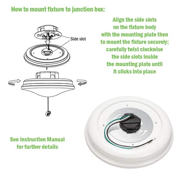 10 in. White Closet Light with Pull Chain LED Flush Mount Ceiling Light 900 Lumens 4000K Bright White