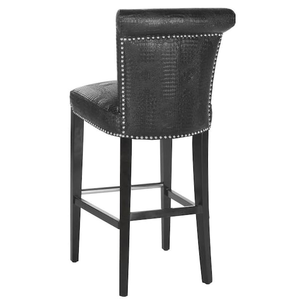 Seth 29.3 in. Black Cushioned Bar Stool
