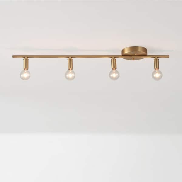 2.4 ft. 4-Light Slim Matte Brass Fixed Track Lighting Kit