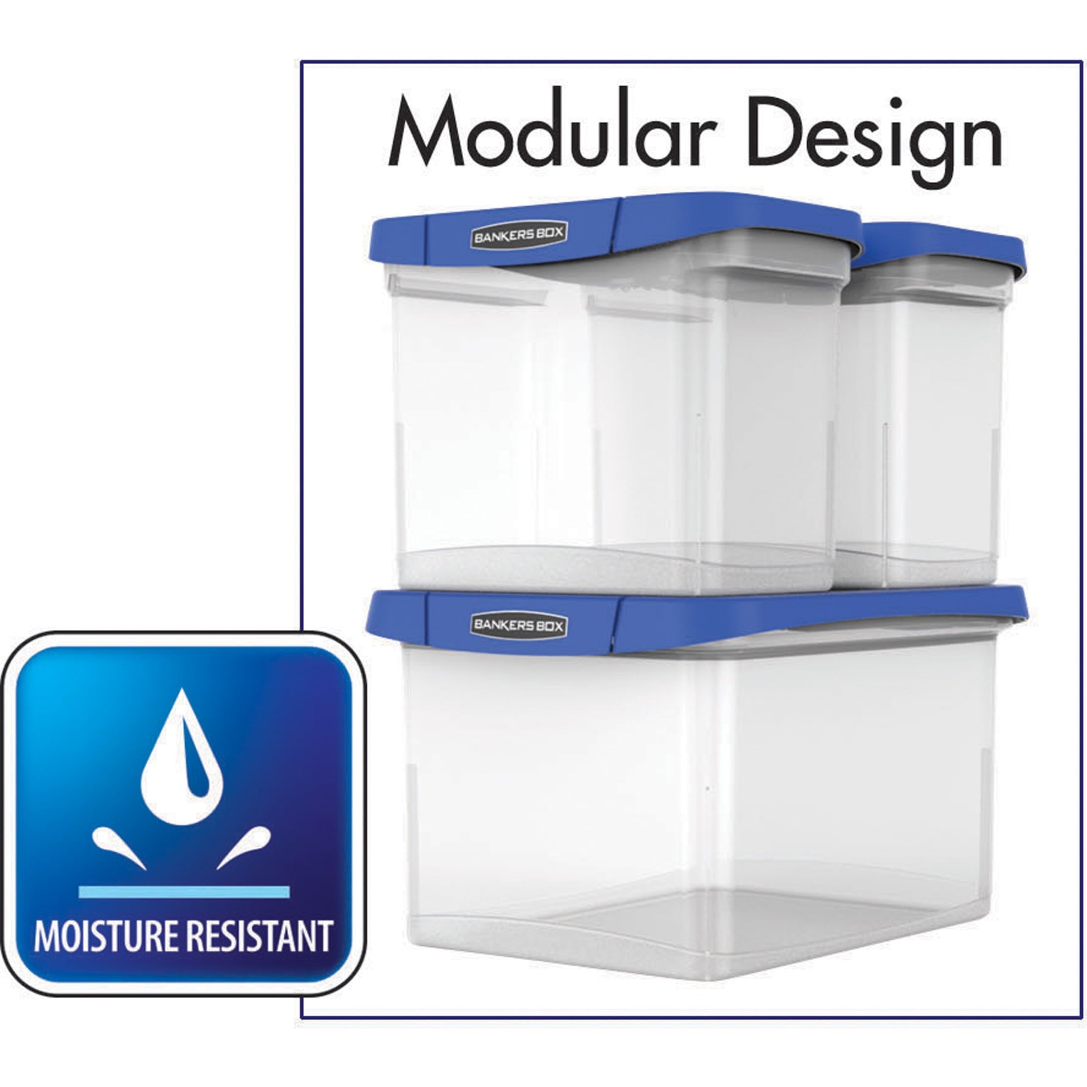 Fellowes, FEL0086201, Heavy Duty Letter/Legal Plastic File Box, 1 Each, Clear,Blue