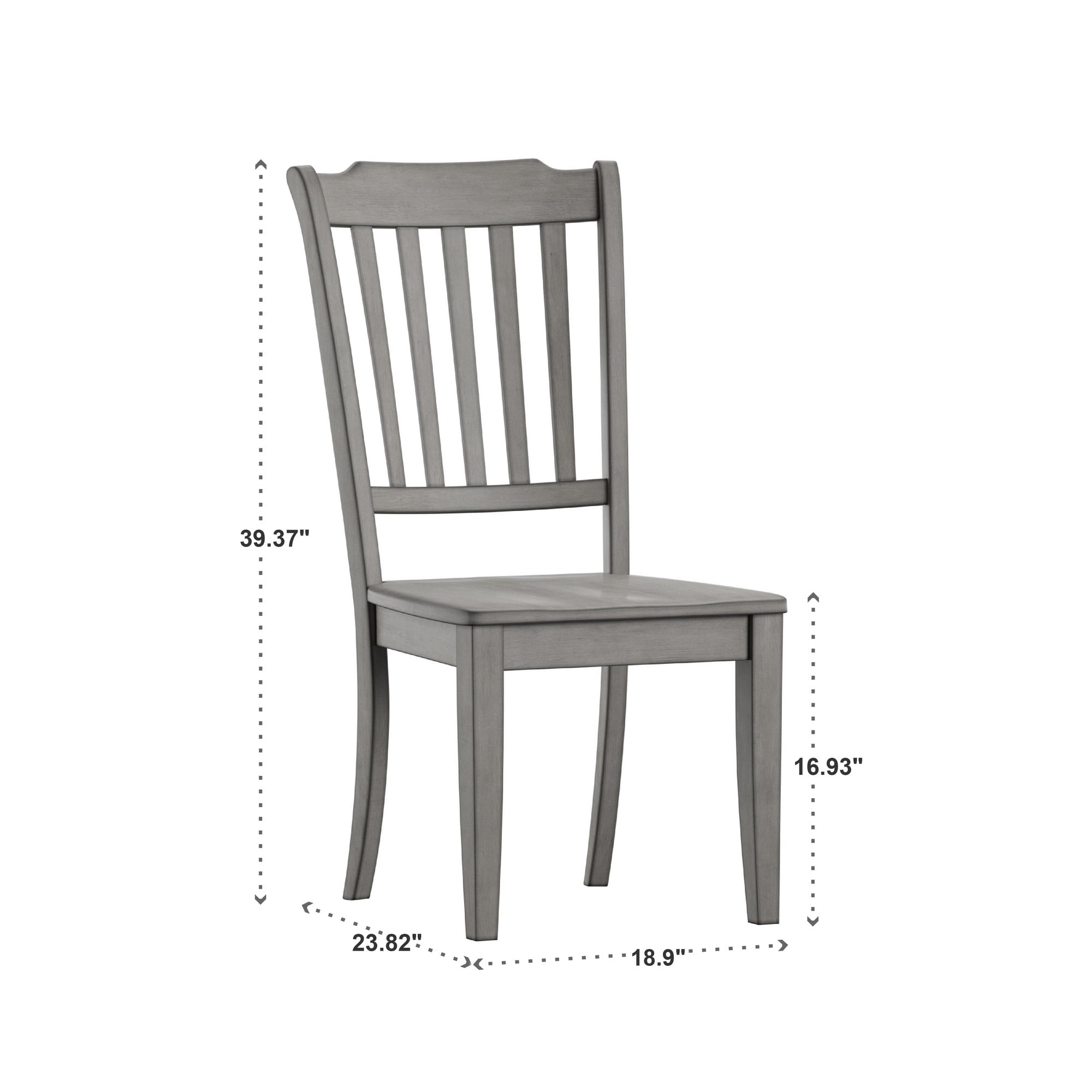 Weston Home Farmhouse Slat Back Wood Dining Chairs, Set of 2, Antique Grey Finish