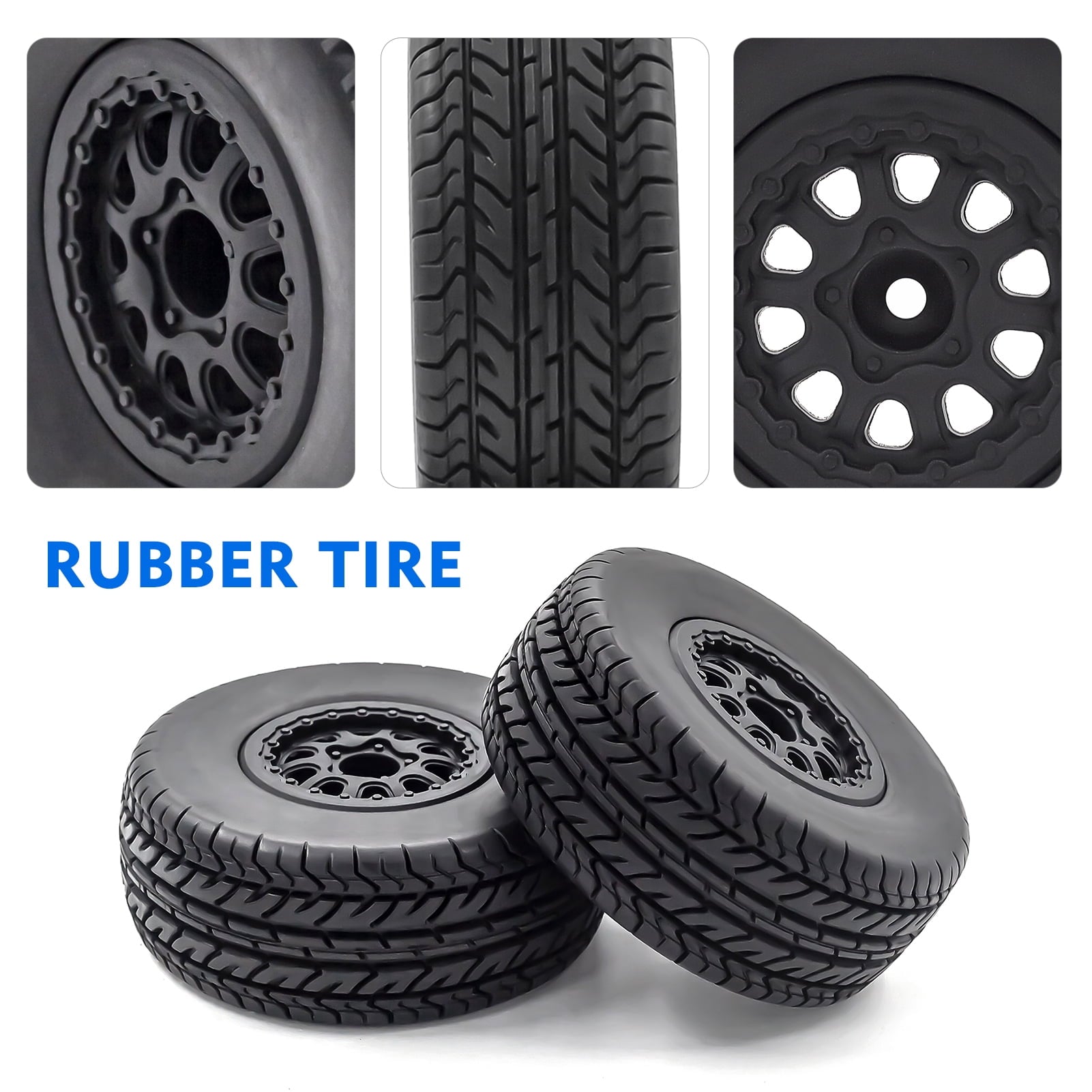RC Crawler Rubber Tires RC Car Tires 4pcs 12mm Hex Replacement for 1/10 RC Short Course Truck