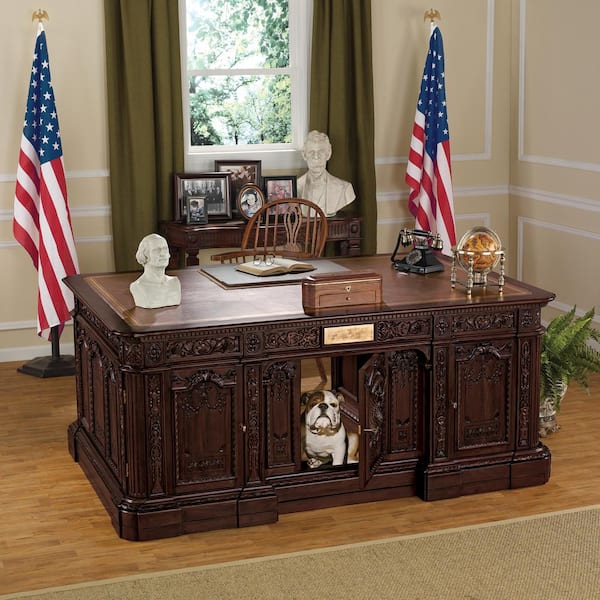 Oval Office Presidents' H.M.S. 72 in. Rectangular Mahogany Brown 7-Drawer Executive Desk