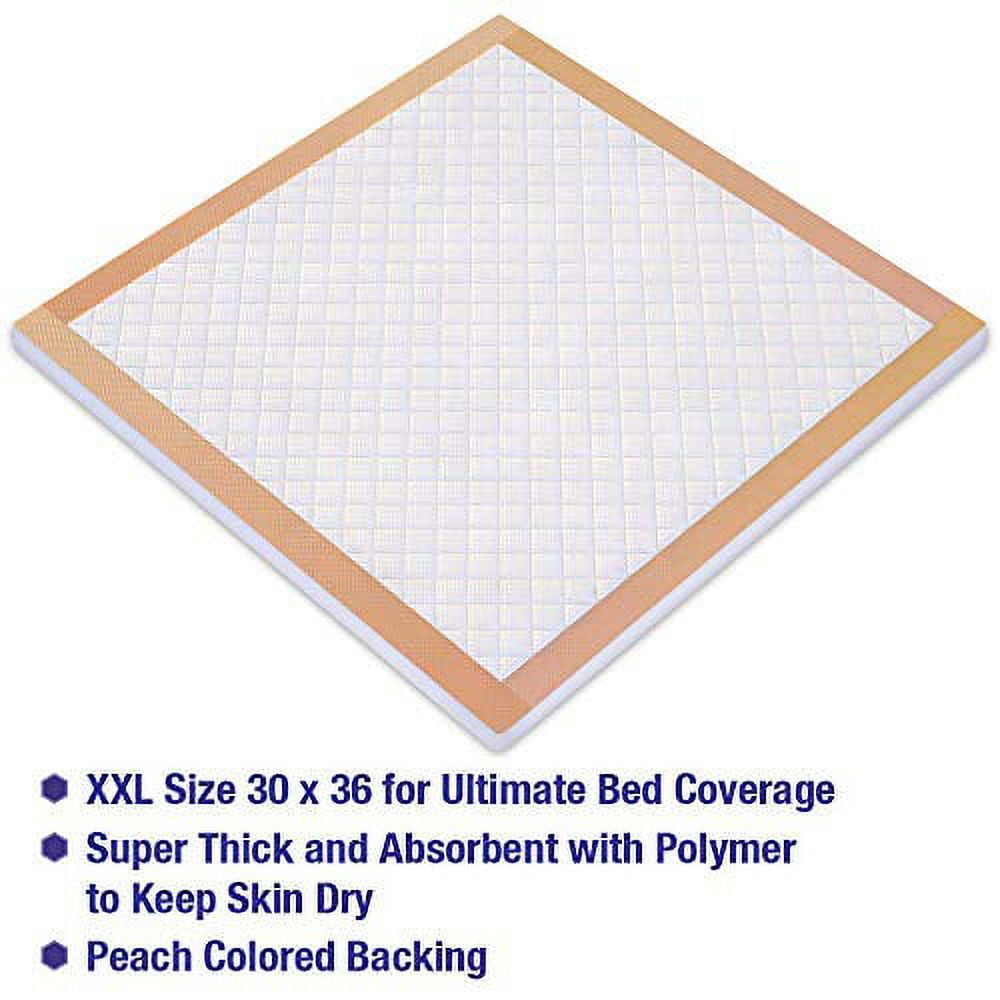 Inspire  Absorbent Bed Pads for Incontinence Disposable XL 30 x 36 Super | The Peach Pad Ultra Thick & Absorbent 100 Grams 3g SAP Incontinence Bed Pads and Bed Liner Chucks Pads Puppy Pads Large