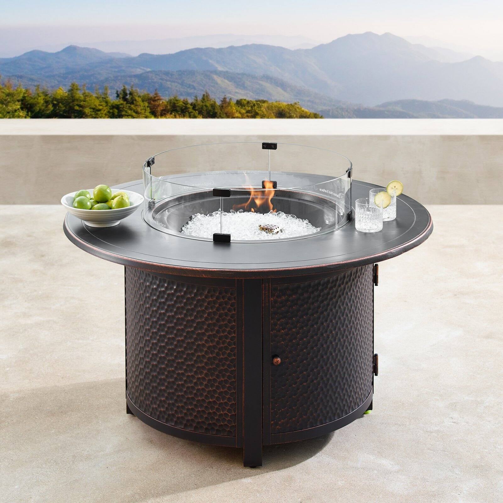 Oakland Living Matera 44 in. Round Propane Fire Pit Table - Copper
