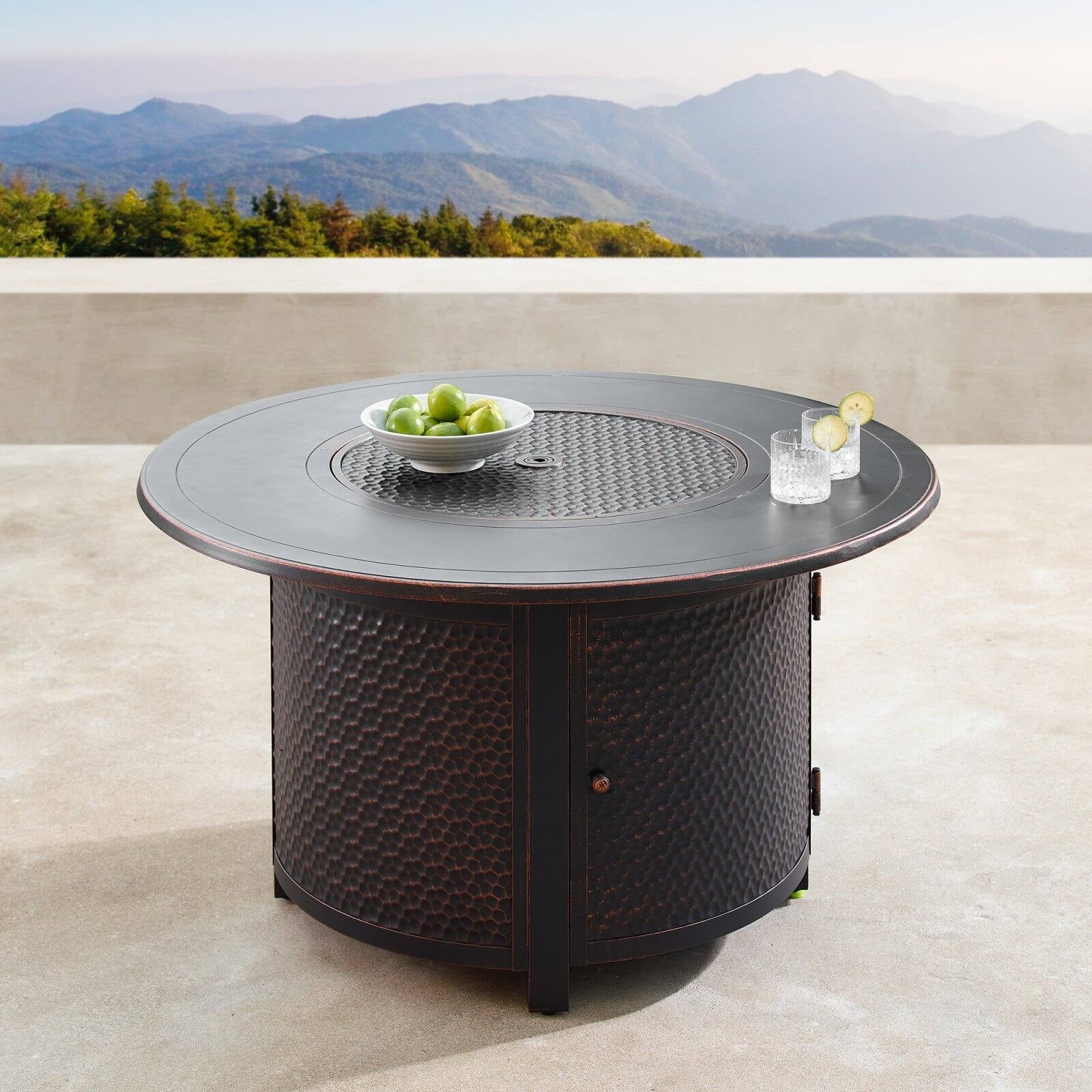 Oakland Living Matera 44 in. Round Propane Fire Pit Table - Copper