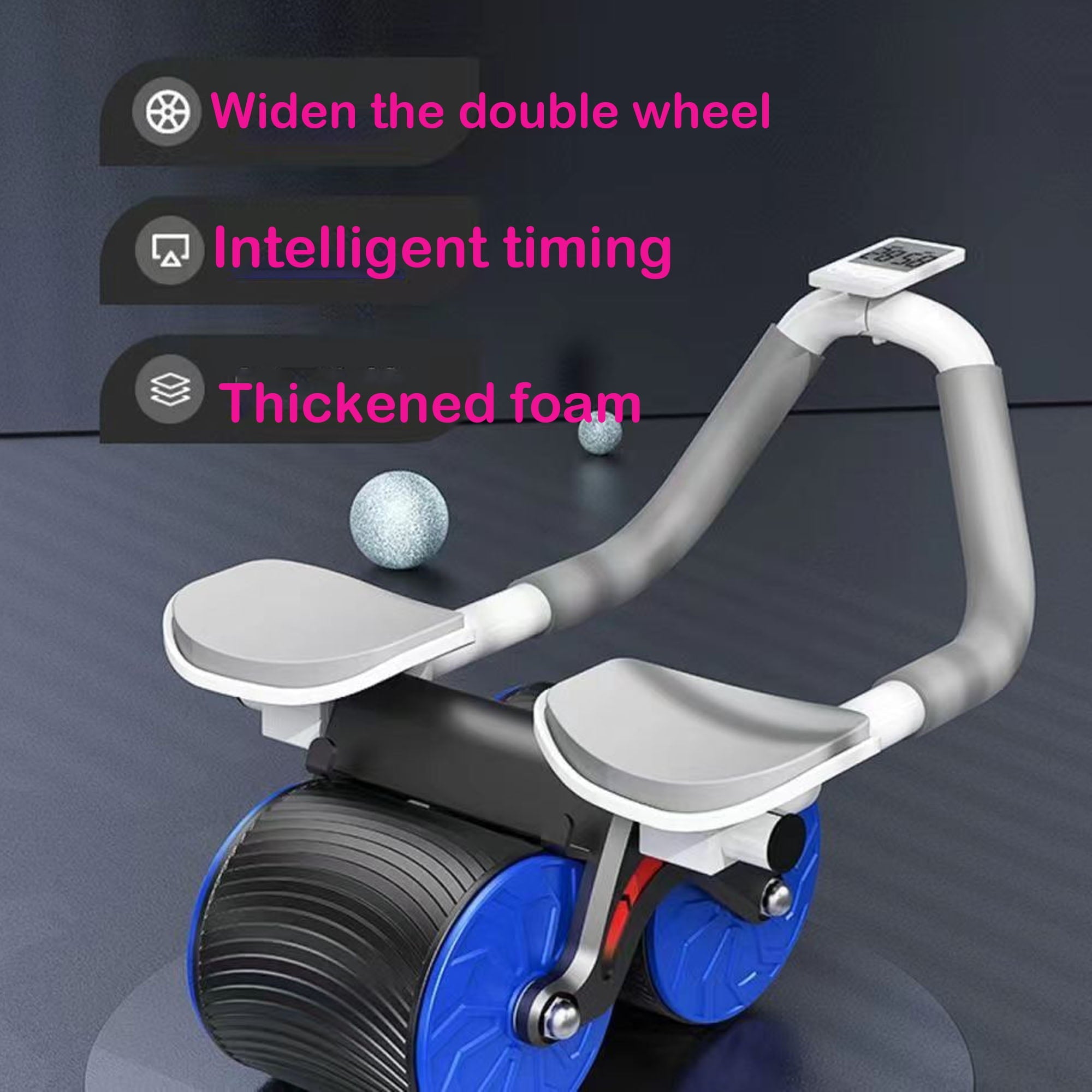 2023 Ab Roller New with timer Automatic Springback Belly In Experienced Abdominal Muscle Fitness Equipment Abdominal Artifact Male Abs Wheel 1Pcs（Blue)