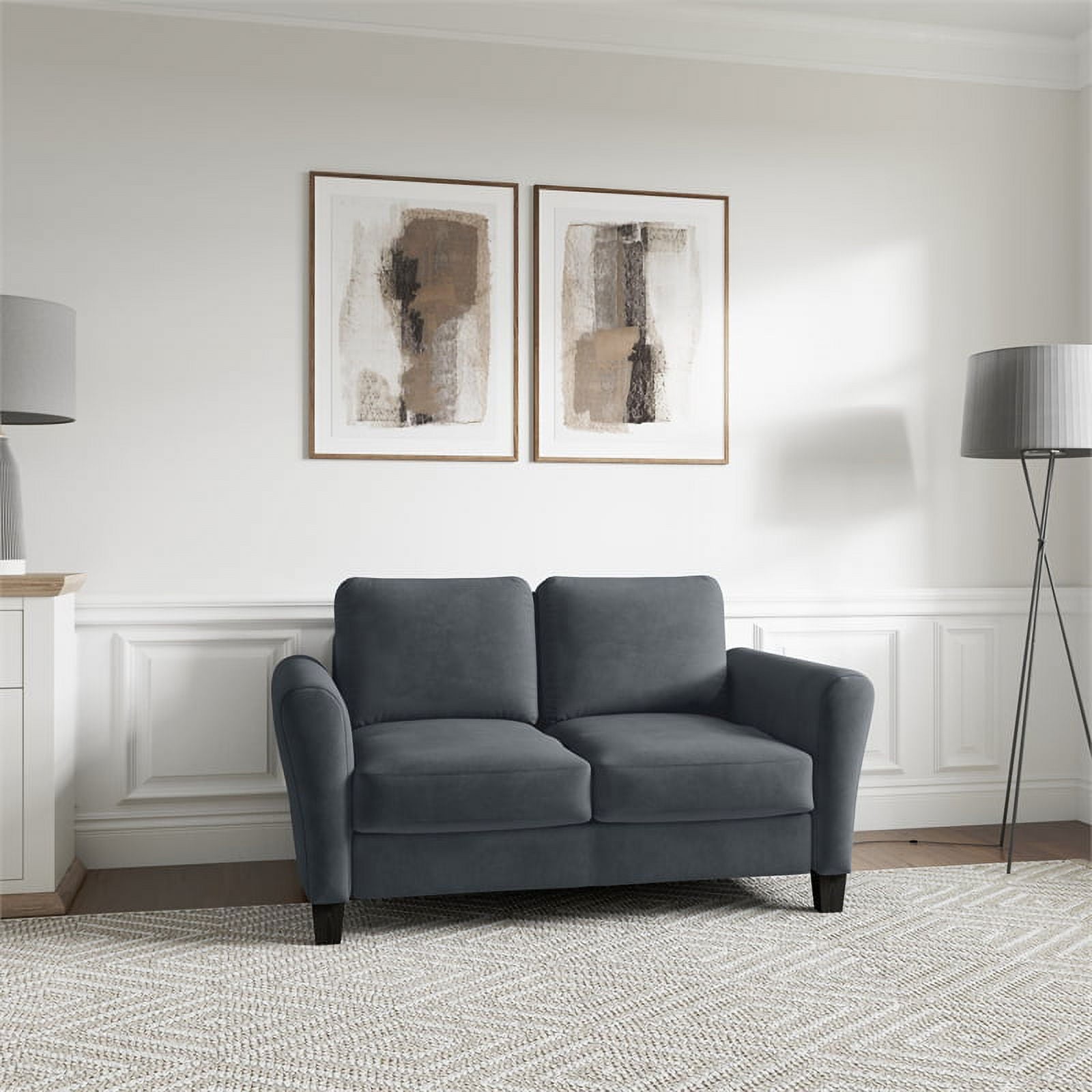 LifeStyle Solutions Mavrick Upholstered Loveseat in Dark Gray